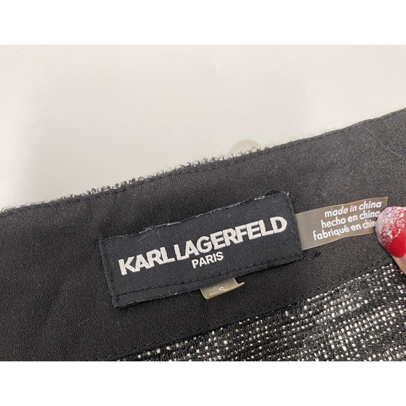 Karl Lagerfeld women top tweed grey with Pearl beads size S - Picture 7 of 12